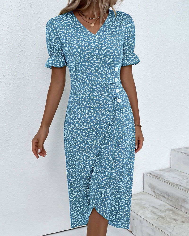 Charlene | Fresh Bloom V-Hals Kjole