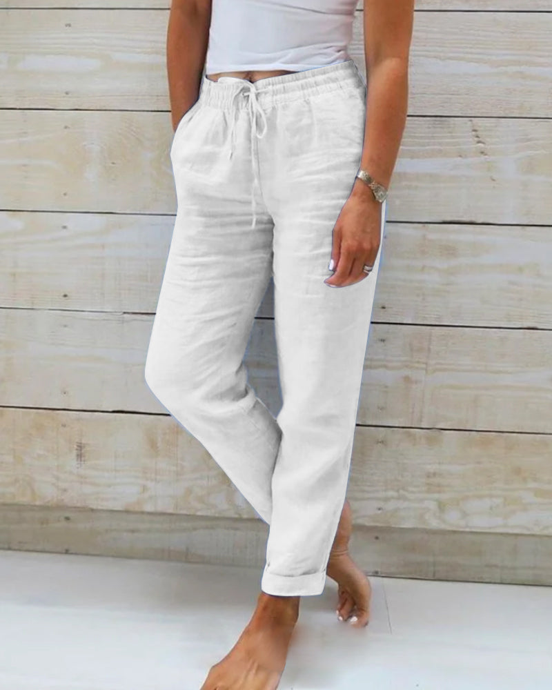 THYMORA | Behagelige Casual Linnedbukser