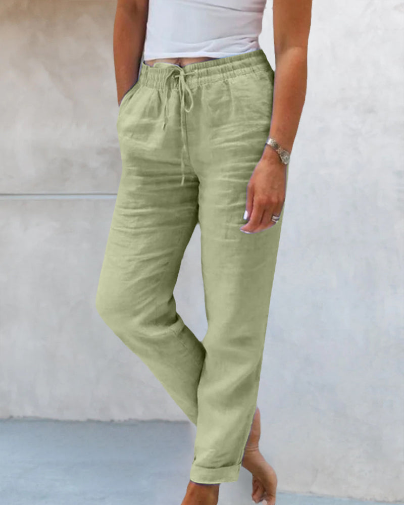 THYMORA | Behagelige Casual Linnedbukser