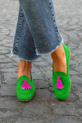 Grøn Loafer med Fuchsia Franser til Kvinder