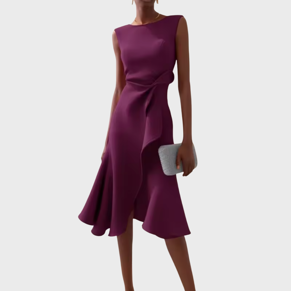 Sheila | Draperet Asymmetrisk Midi Kjole