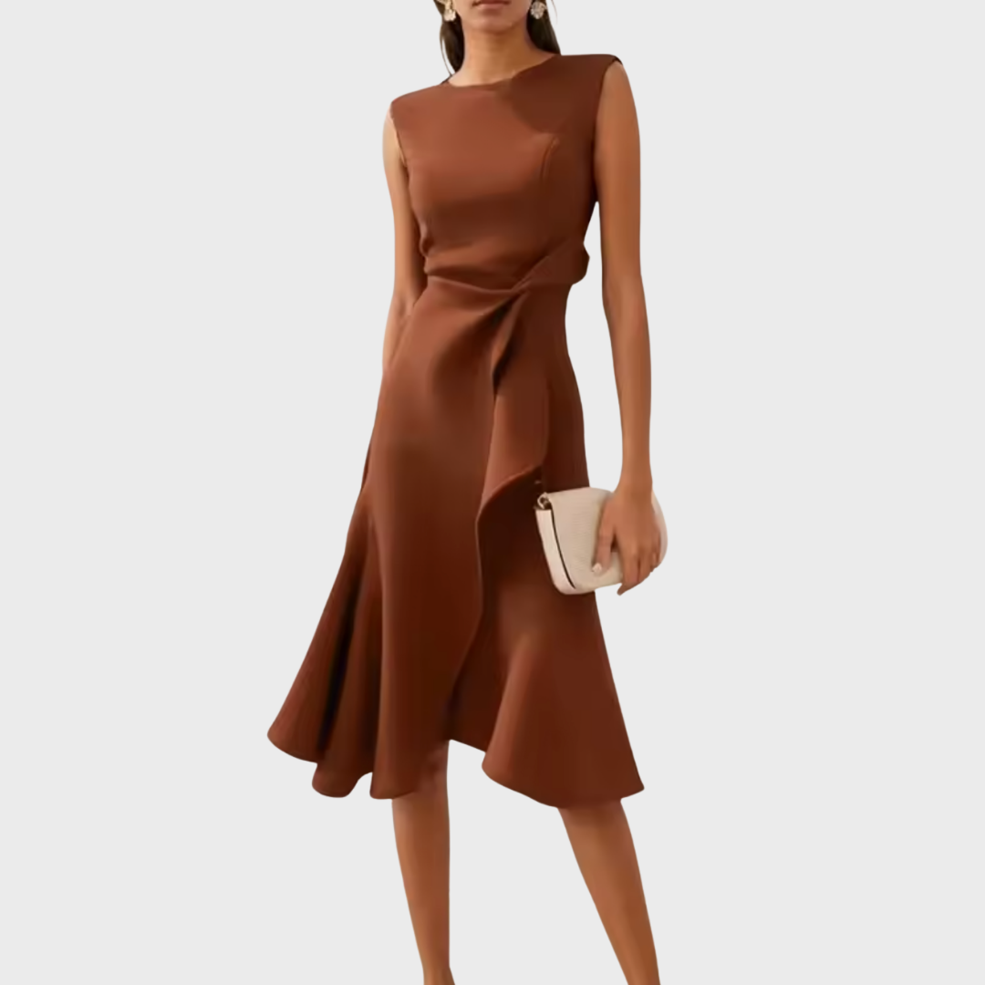 Sheila | Draperet Asymmetrisk Midi Kjole