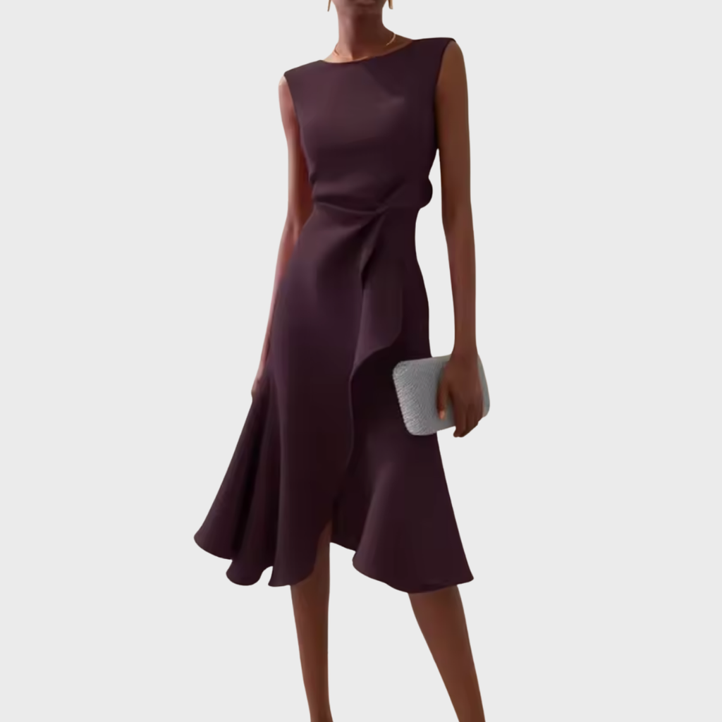 Sheila | Draperet Asymmetrisk Midi Kjole