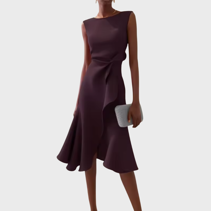 Sheila | Draperet Asymmetrisk Midi Kjole