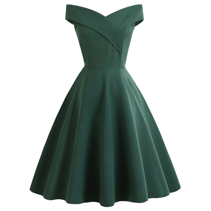 Dame Off-Shoulder A-Linie Midi-Kjole Vintage-Charm
