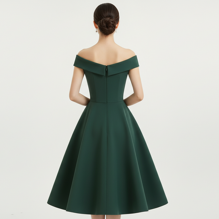Dame Off-Shoulder A-Linie Midi-Kjole Vintage-Charm