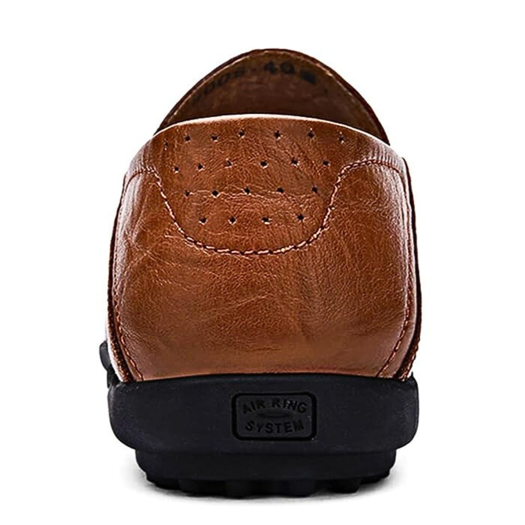 Herre Ægte Læder Loafers | Hverdagsbrug Kontorbrug — Perforeret Slip-On