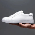 Lavskåret Læder Platform Sneakers med Snørebånd | Minimalistisk Hverdagssko