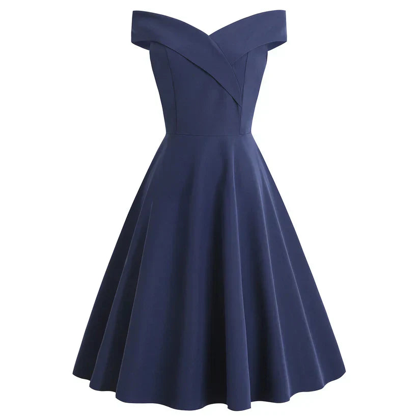 Dame Off-Shoulder A-Linie Midi-Kjole Vintage-Charm
