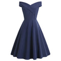 Dame Off-Shoulder A-Linie Midi-Kjole Vintage-Charm