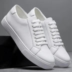 Lavskåret Læder Platform Sneakers med Snørebånd | Minimalistisk Hverdagssko