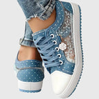 Ortopædiske Sneakers med Blonde Mesh Overlay | Lavskåret Platform Komfortsko