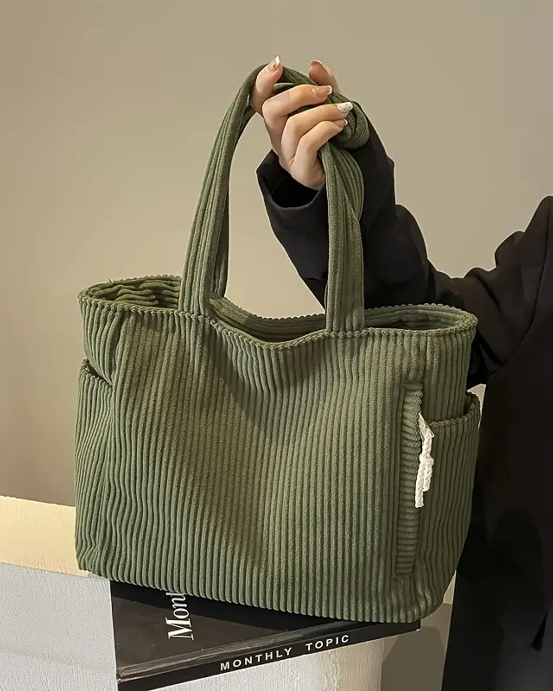 Ribbet Tote Bag med Snøredetalje | Hverdagstaske til Kvinder