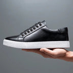 Lavskåret Læder Platform Sneakers med Snørebånd | Minimalistisk Hverdagssko