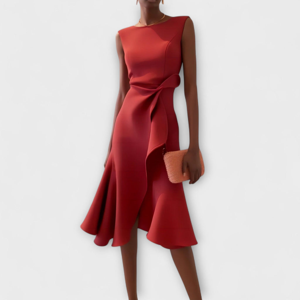 Sheila | Draperet Asymmetrisk Midi Kjole