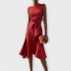 Sheila | Draperet Asymmetrisk Midi Kjole