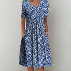 Blomstret Midi Kjole med Lommer | Casual Sommer-, Dimissions- & Strandkjole
