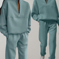 Lounge Sæt med Half-Zip Sweatshirt og Joggerbukser | Blødt Hjemmesæt & Afslappet Sæt