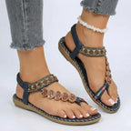 Sahara Bloom | Flad sandal med perler og tribalhjerte