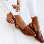 Elegante Ballerinaer Dame | Vævet Vegansk Fladsko med Slingback & Spidstå