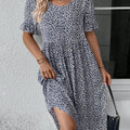 Blomstret Casual Midi Sommerkjole med Flæseærmer | Dimissions- & Strandkjole