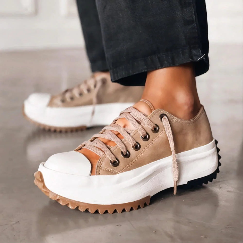 Dame Canvas Sneakers | Afslappet Hverdagsbrug — Chunky Platform Snøresko