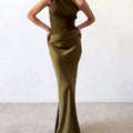 Anita | Elegant One Shoulder Neck Pleated Party Maxi Kjole
