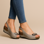 Peep-Toe Kilehæl Slingback Sandaler med Spænde | Komfort Platform Sommer & Hverdag