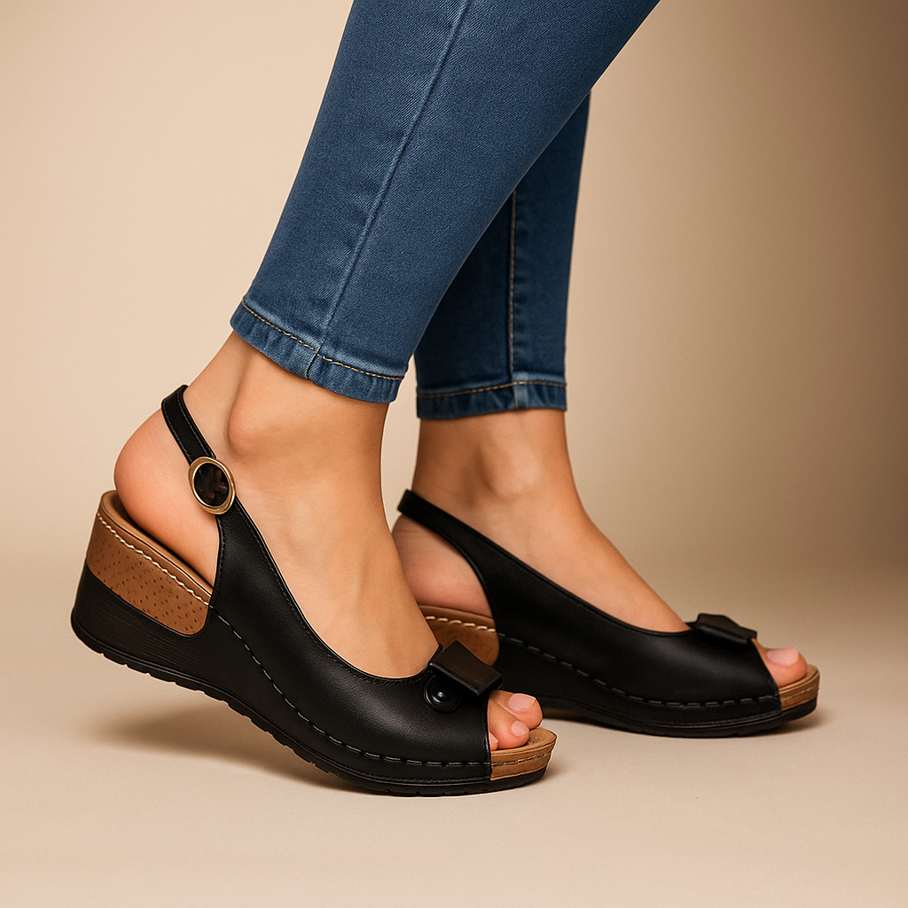 Peep-Toe Kilehæl Slingback Sandaler med Spænde | Komfort Platform Sommer & Hverdag