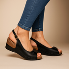 Peep-Toe Kilehæl Slingback Sandaler med Spænde | Komfort Platform Sommer & Hverdag