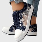 Ortopædiske Sneakers med Blonde Mesh Overlay | Lavskåret Platform Komfortsko