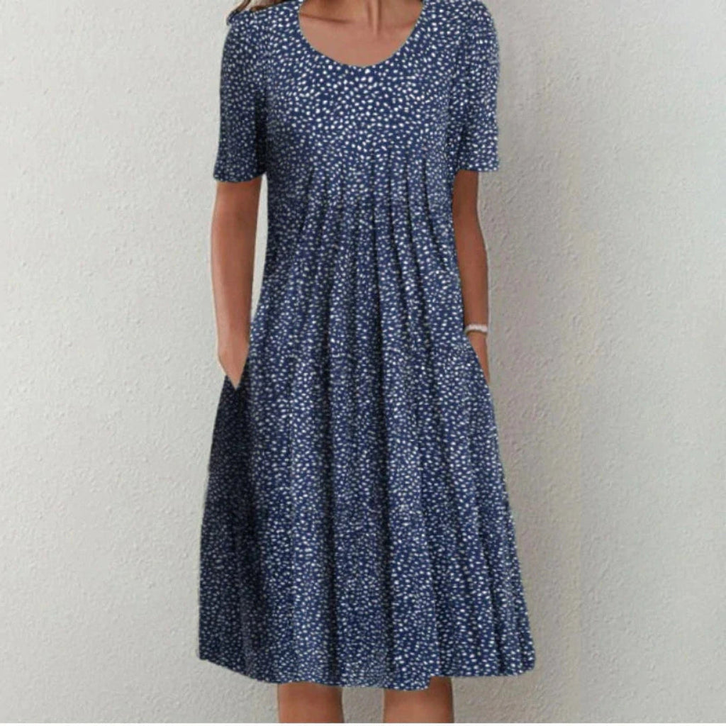 Blomstret Midi Kjole med Lommer | Casual Sommer-, Dimissions- & Strandkjole