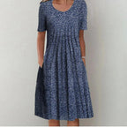 Blomstret Midi Kjole med Lommer | Casual Sommer-, Dimissions- & Strandkjole