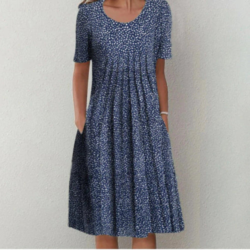 Blomstret Midi Kjole med Lommer | Casual Sommer-, Dimissions- & Strandkjole