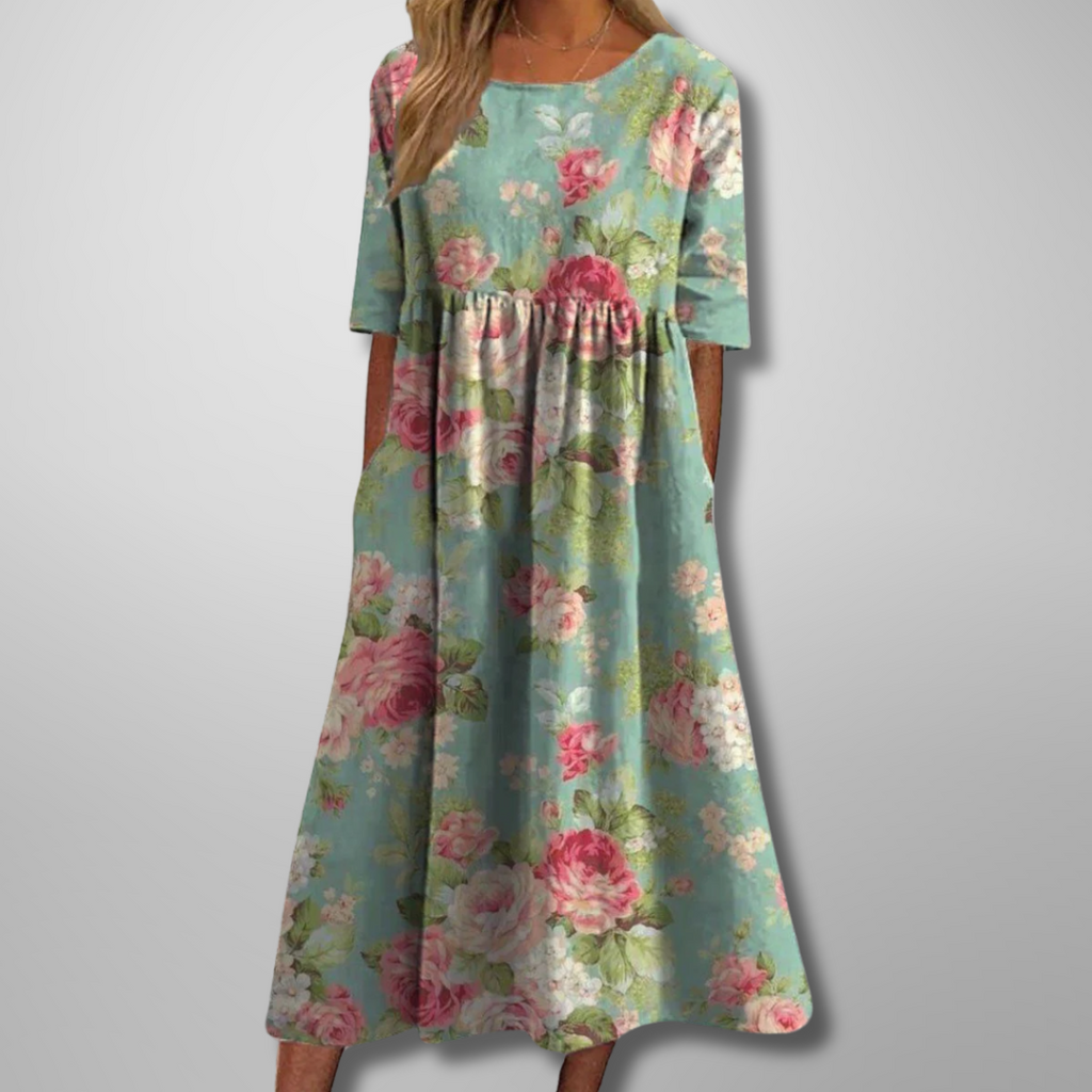 Gail | Afslappet Blomstret Midi Kjole