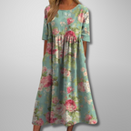 Gail | Afslappet Blomstret Midi Kjole