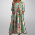 Gail | Afslappet Blomstret Midi Kjole
