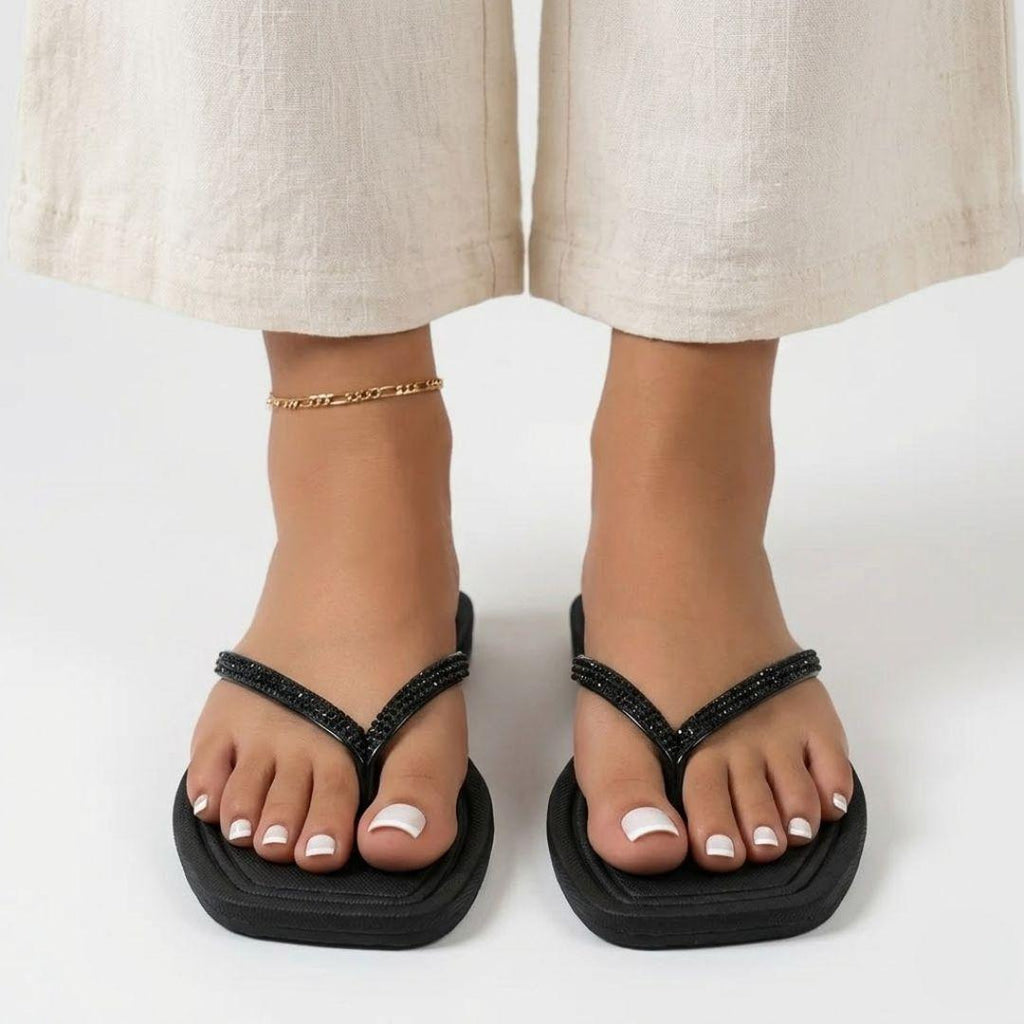 Obsidian | Firkantet tå klipklap-sandal