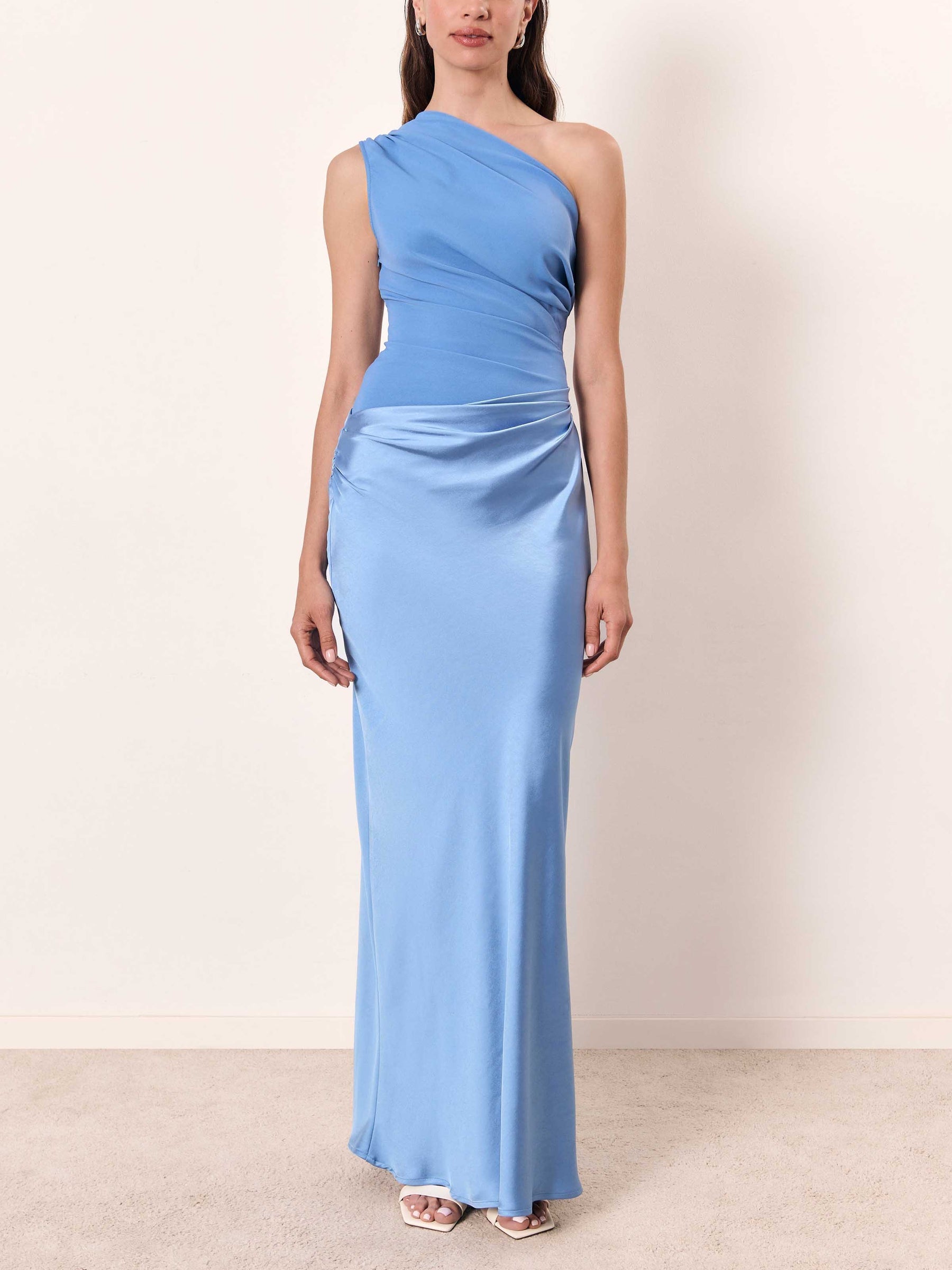 Anita | Elegant One Shoulder Neck Pleated Party Maxi Kjole