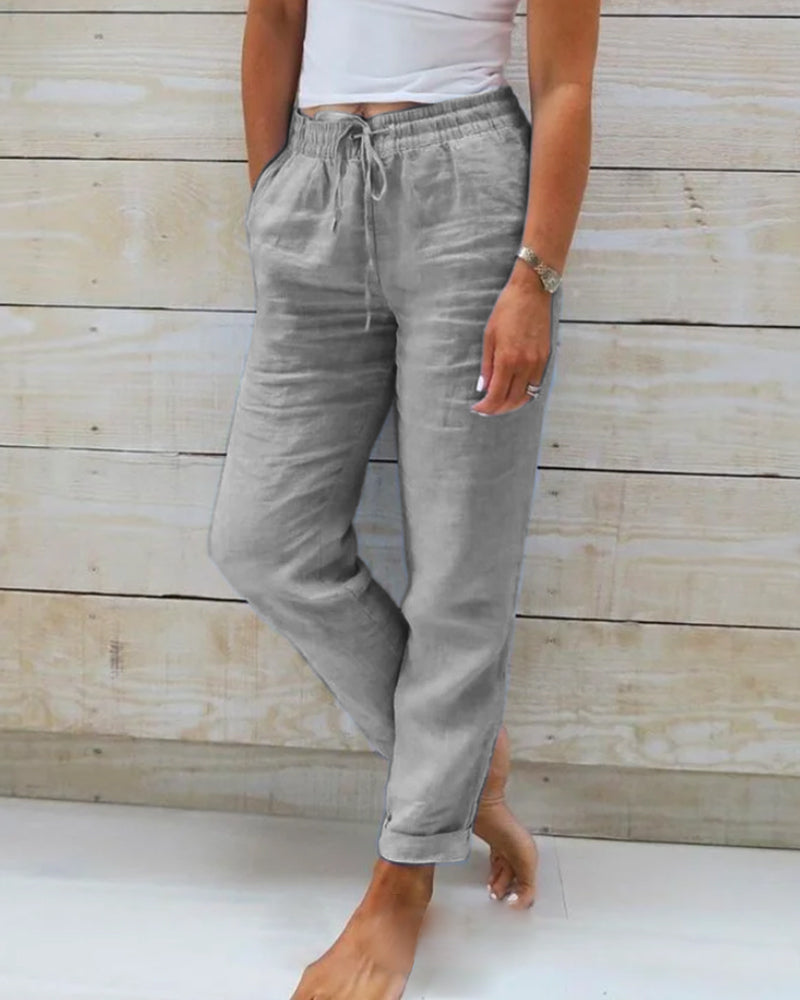 THYMORA | Behagelige Casual Linnedbukser