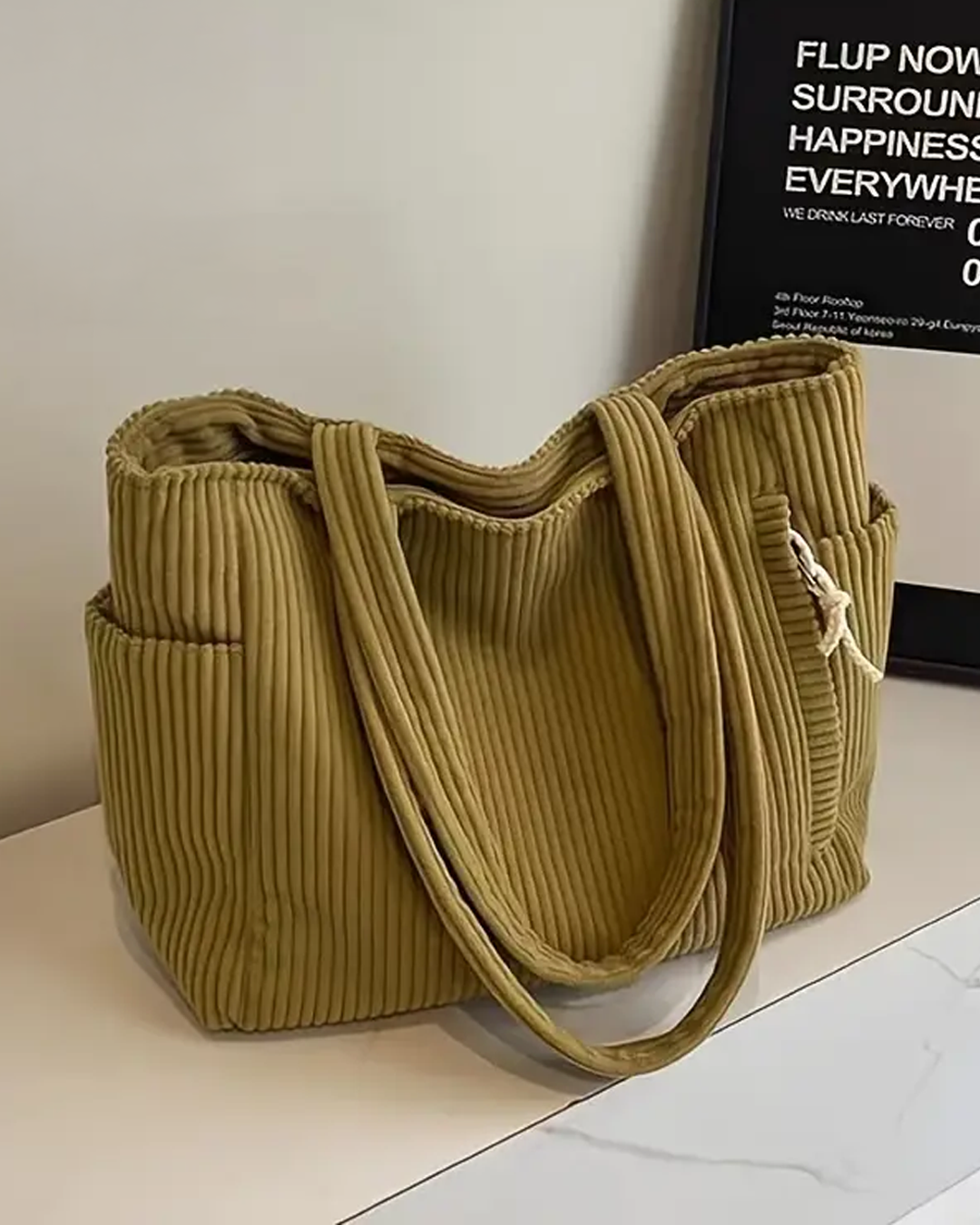 Ribbet Tote Bag med Snøredetalje | Hverdagstaske til Kvinder