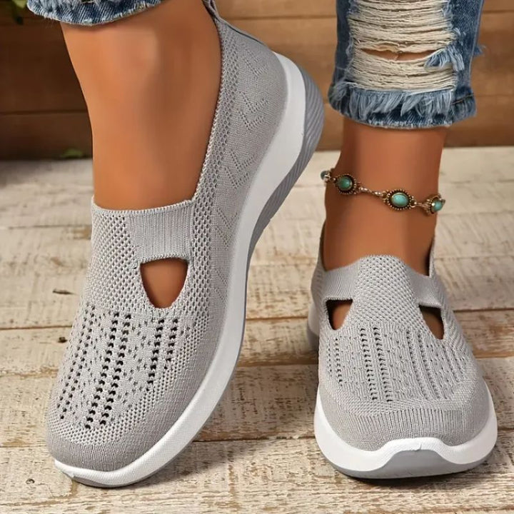 Dame Strik Sneaker Slip-On Mary Jane med Åndbar Overdel og Chunky EVA Sål