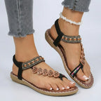 Sahara Bloom | Flad sandal med perler og tribalhjerte