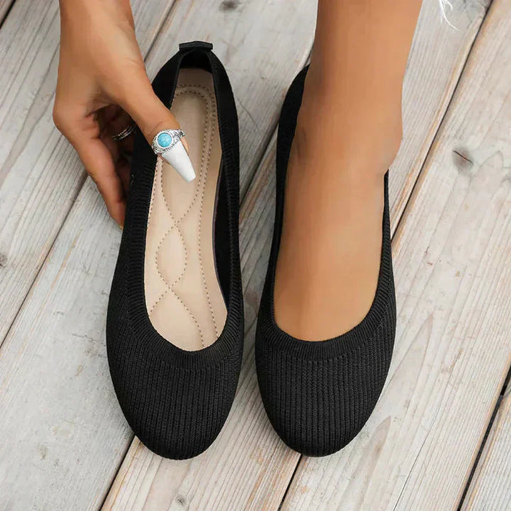 Dame Strik Ballet Flade Sko Slip-On Letvægts Ortopædisk med Rund Tå