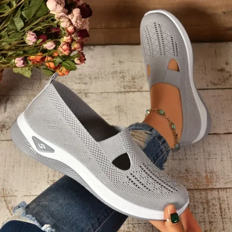 Dame Strik Sneaker Slip-On Mary Jane med Åndbar Overdel og Chunky EVA Sål