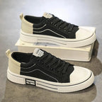 Lavskåret Canvas Gade Sneakers med To-Farvet Panel | Snørebånd Sommer & Hverdagssko