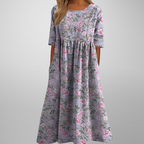 Gail | Afslappet Blomstret Midi Kjole