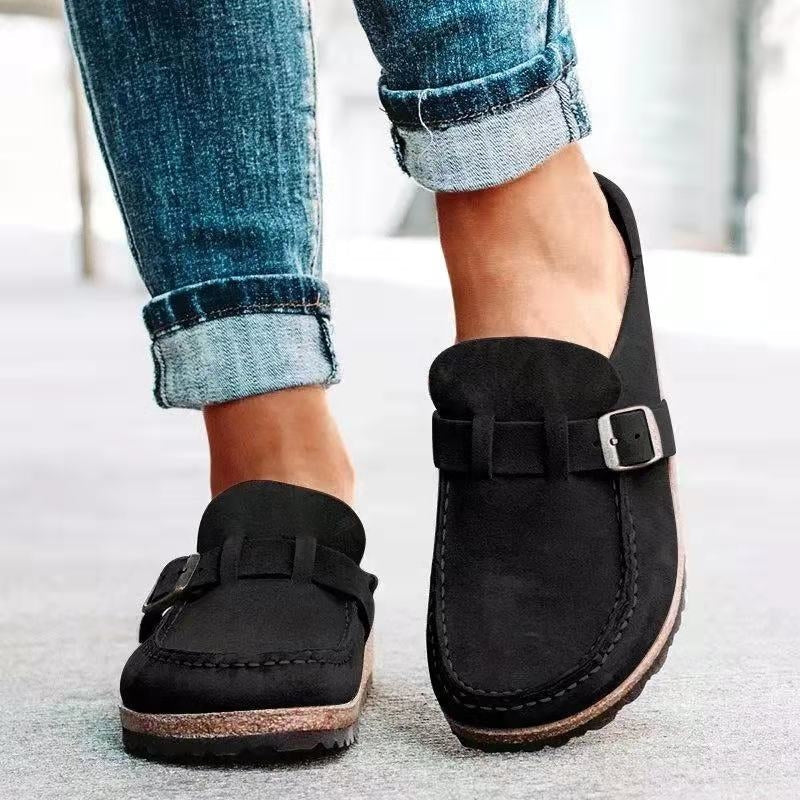 Ortopædiske Suede Slip-On Mules til Kvinder med Platformssål og Spænde