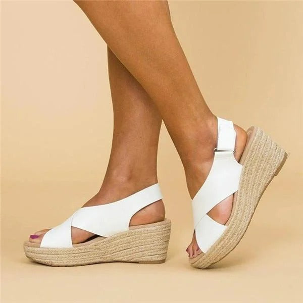 Ortopædiske Espadrille Wedge Sandaler Kvinders Krydsrem Platform Sko