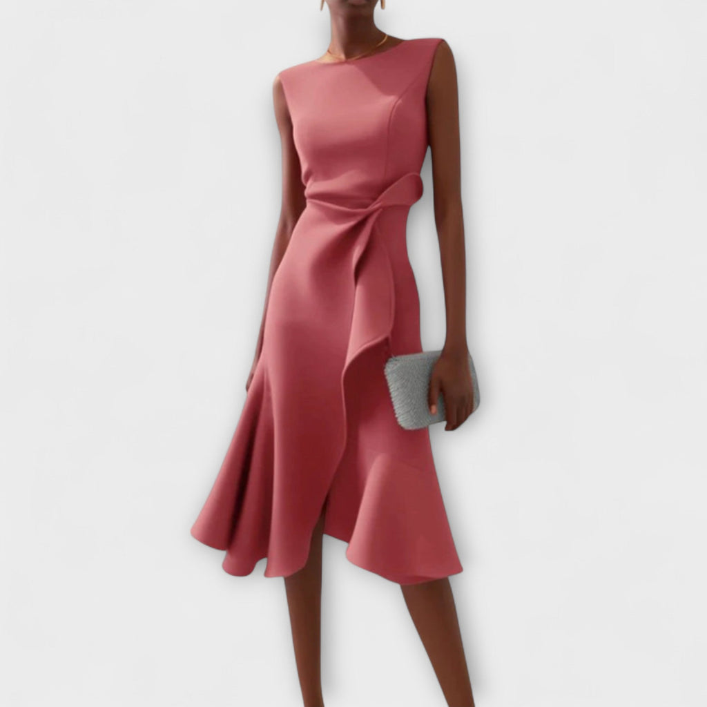 Sheila | Draperet Asymmetrisk Midi Kjole